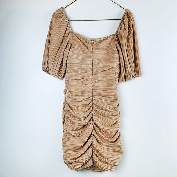 Lulus Women’s sz S Ruche Hour Blush Pink and Silver Ruched Bodycon Dress - Picture 9 of 10